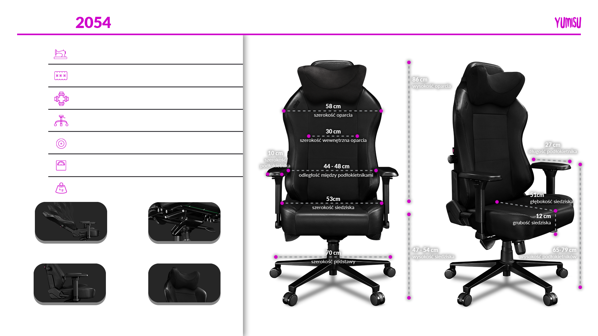 Fotel Gamingowy YUMISU 2054 BLACK