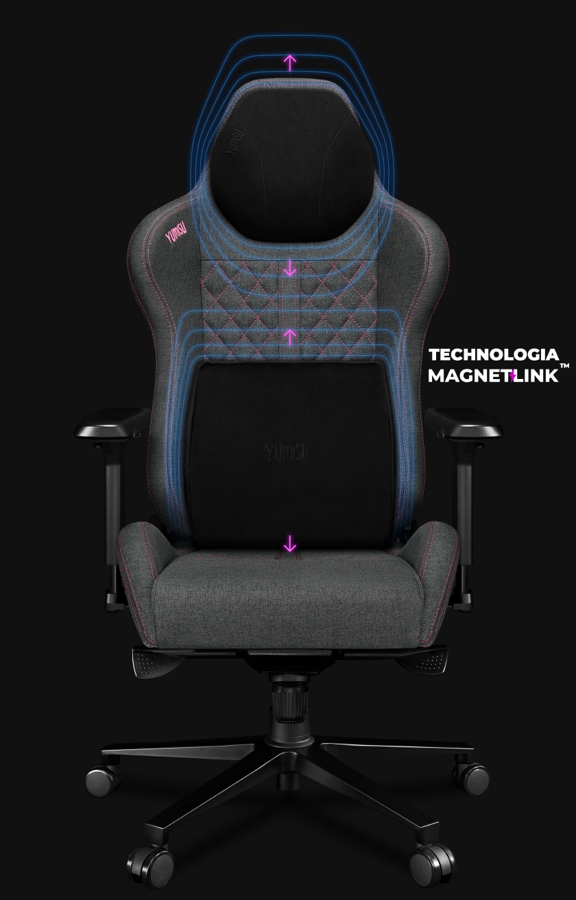 Fotel Biurowy YUMISU 2050 Magnetic Materiał GRAY/PINK Fotel Biurowy YUMISU 2050 Magnetic Materiał GRAY/PINK front animacja magnetlink PL