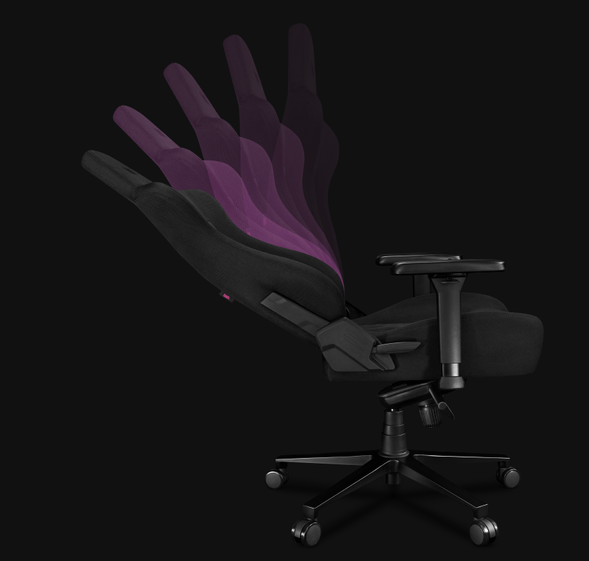 Fotel gamingowy YUMISU 2052F Material Black bok odchyl animacja