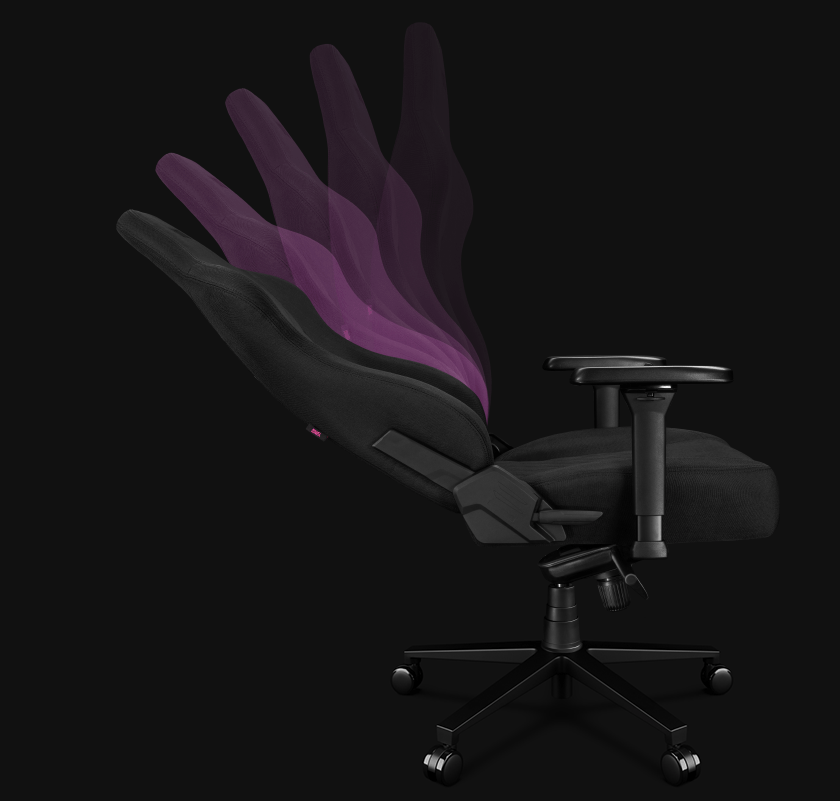 Fotel gamingowy YUMISU 2053F Material Black bok odchyl animacja Fotel gamingowy YUMISU 2053F Material Black bok odchyl animacja